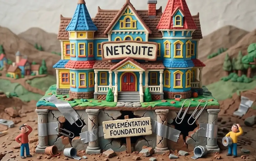 Illustration of a NetSuite implementation built on a poor foundation